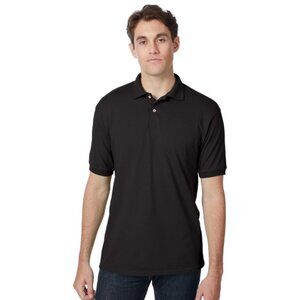 NEW - Hanes EcoSmart Men’s Polo Shirt, Black | Medium - BUNDLE of 3
